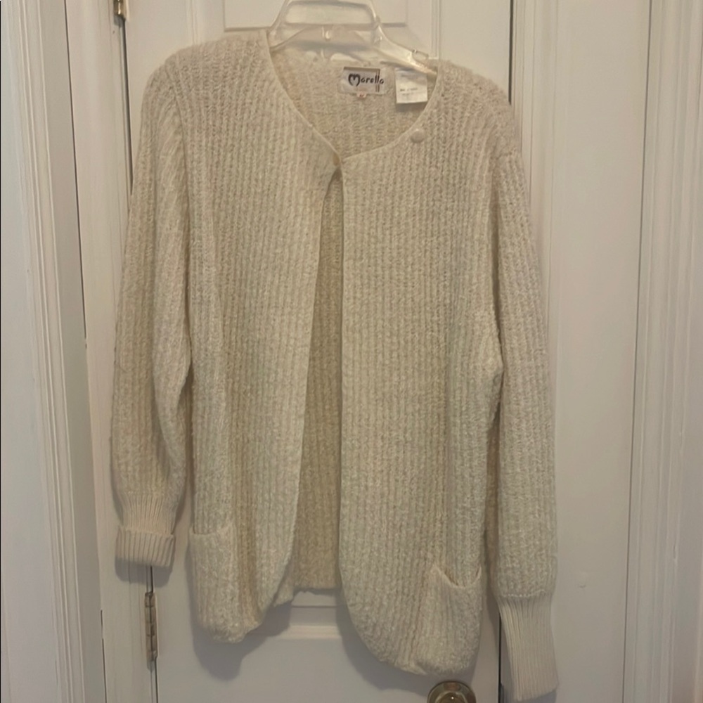 MARELLA Cream Cardigan Sweater with Ribbed Texture
